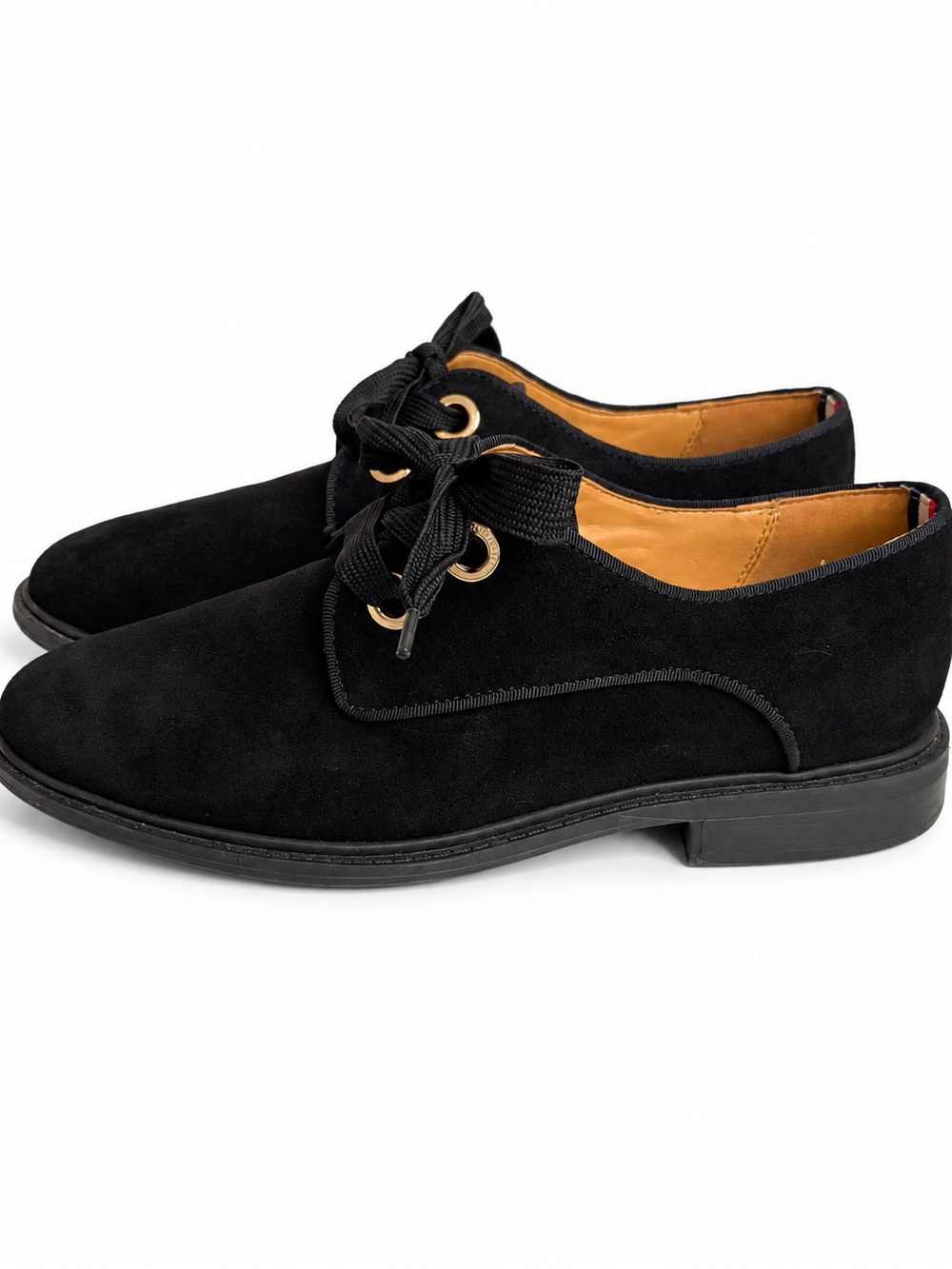 Tommy Hilfiger Black Suede Derby Shoes with Ribbon Laces 9M